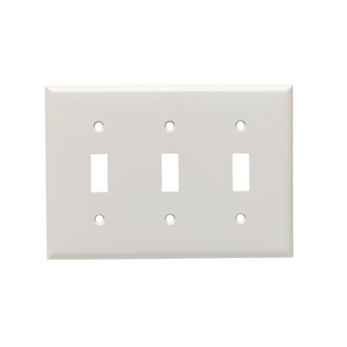 Plate Toggle 3 Gang White