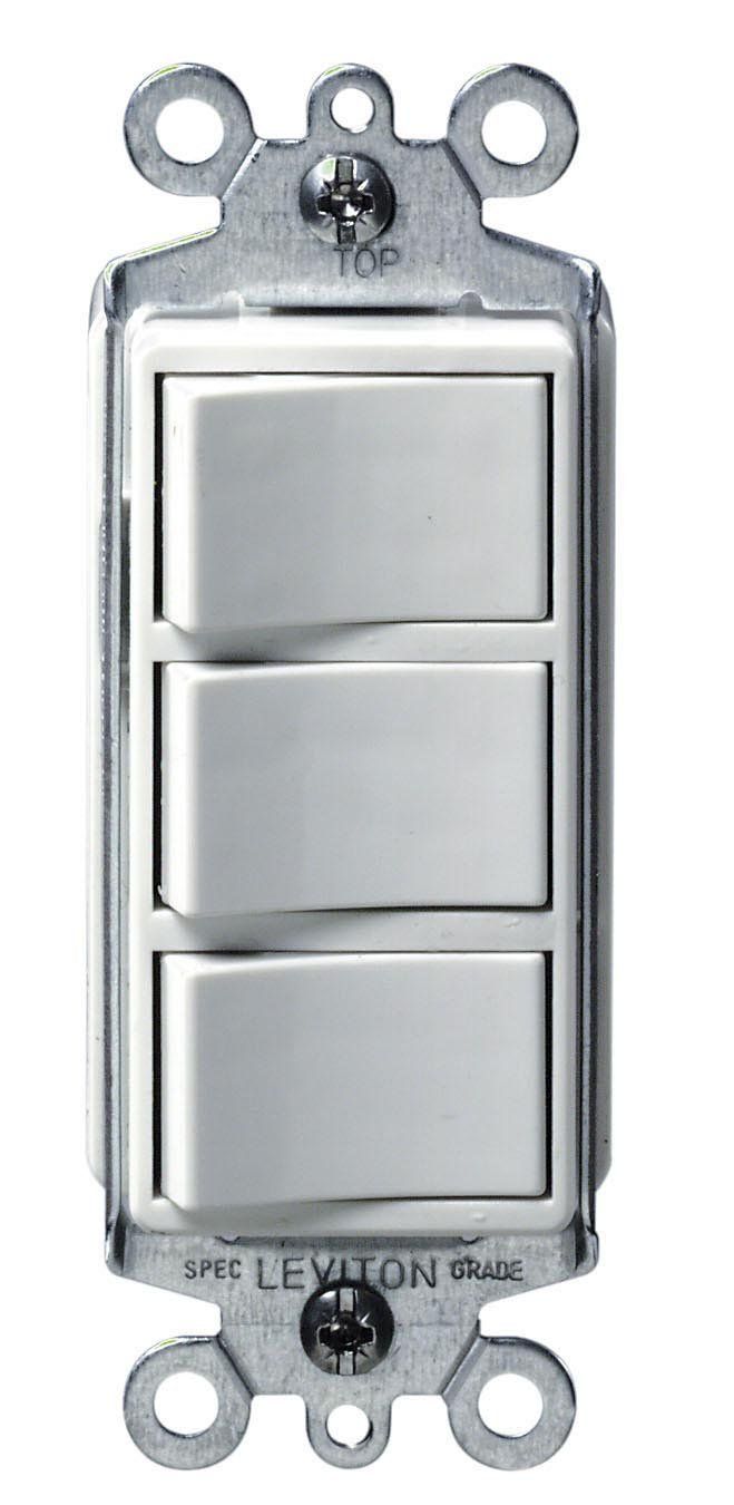 1755-W Decora 3 Gang Single Pole AC Combination Switch None-Grounded White