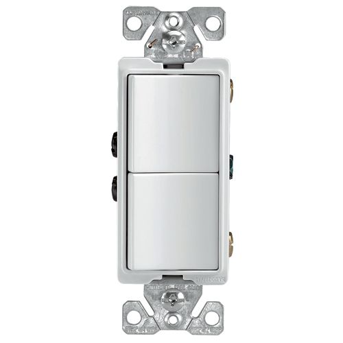 7731W 2 Gang 3 Way Switches Back and Side Wired White