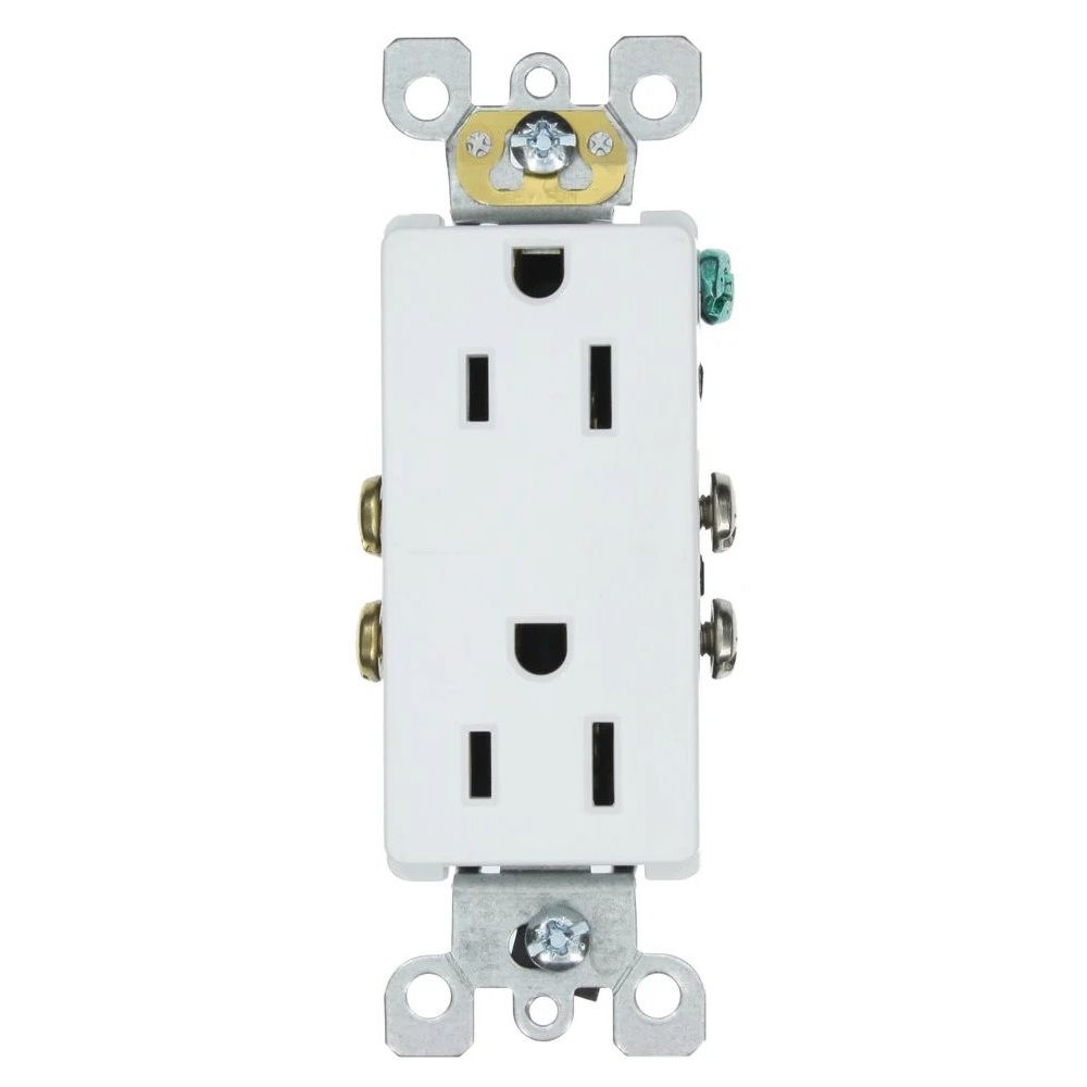 Decora Flush Plug Outlet 15A 125V White (1107-US)