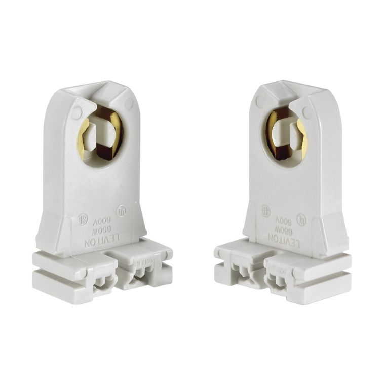 White Bi-Pin Tall Fluourescent Lamp Holder 2pc (13354)