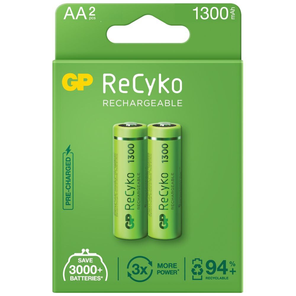 GP ReCyko Chargeable AA Batteries 2pk 1300mah