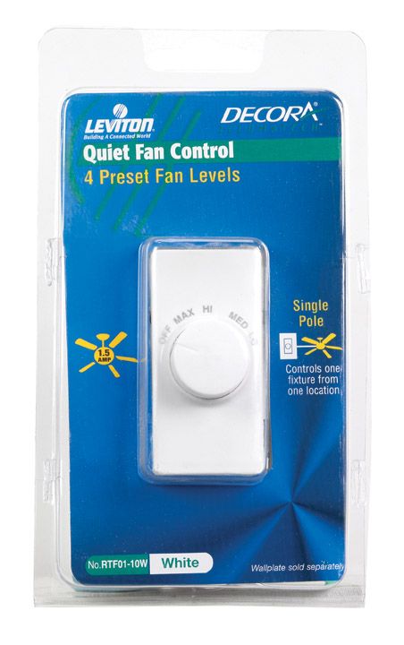 White Decora Style Rotary Fan Speed Control 4-Setting