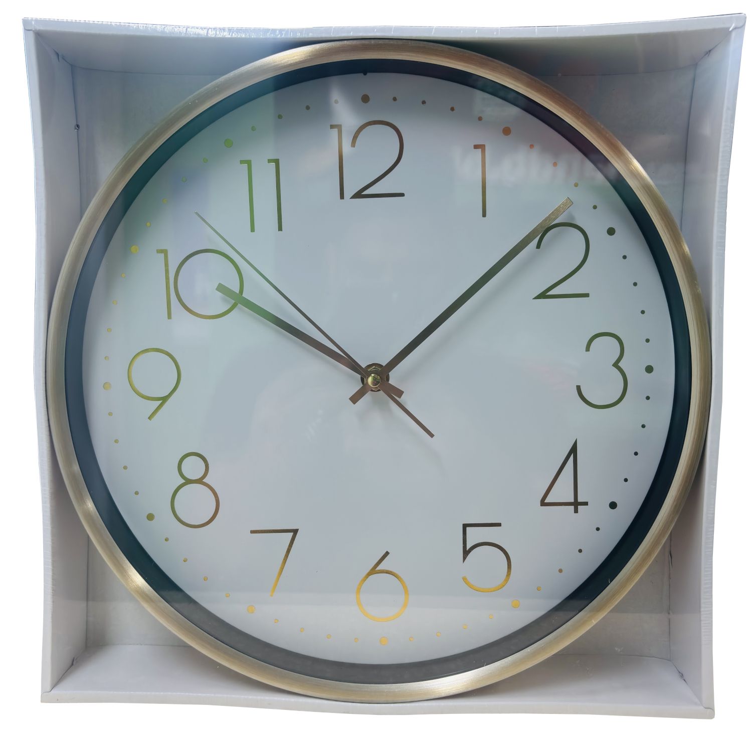 Arabic Numerals Round Gold Clock 11.5in