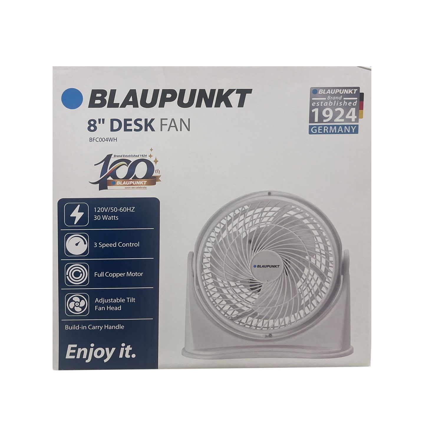 Blaupunkt Desk Fan Plastic White 8 in. (BFC004WH)