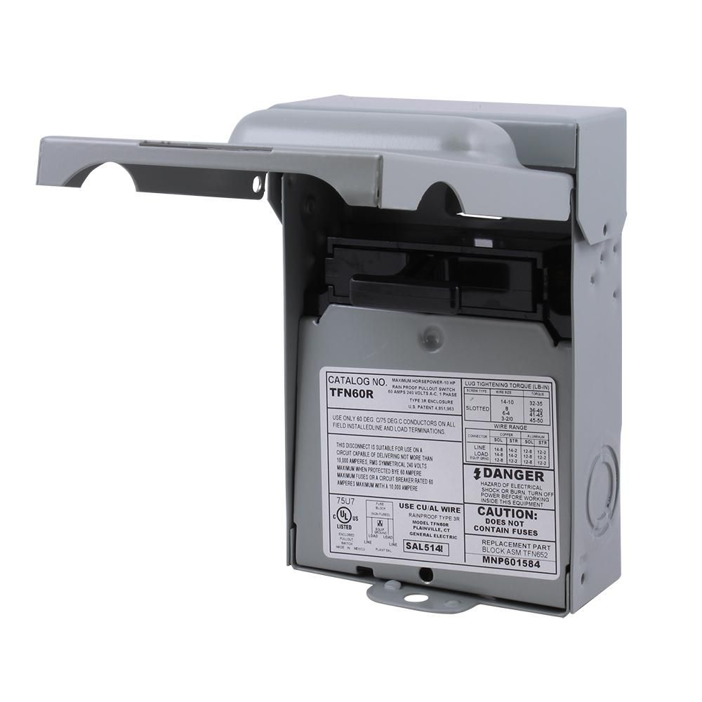 GE TFN60R Isolator 60 Amp 240-Volt Non-Fuse Metallic A/C Disconnect