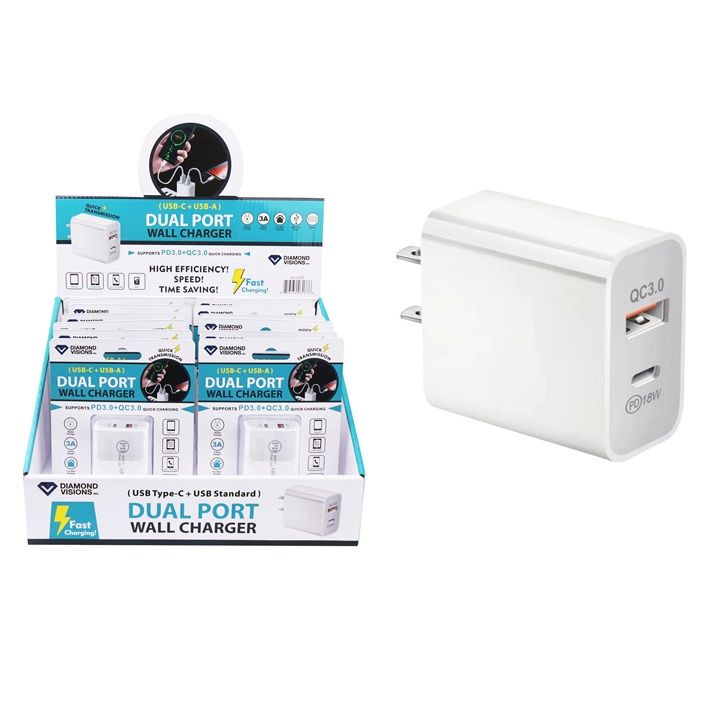 Dual Port USB-C and USB-A Fast Wall Charger (01-3137)