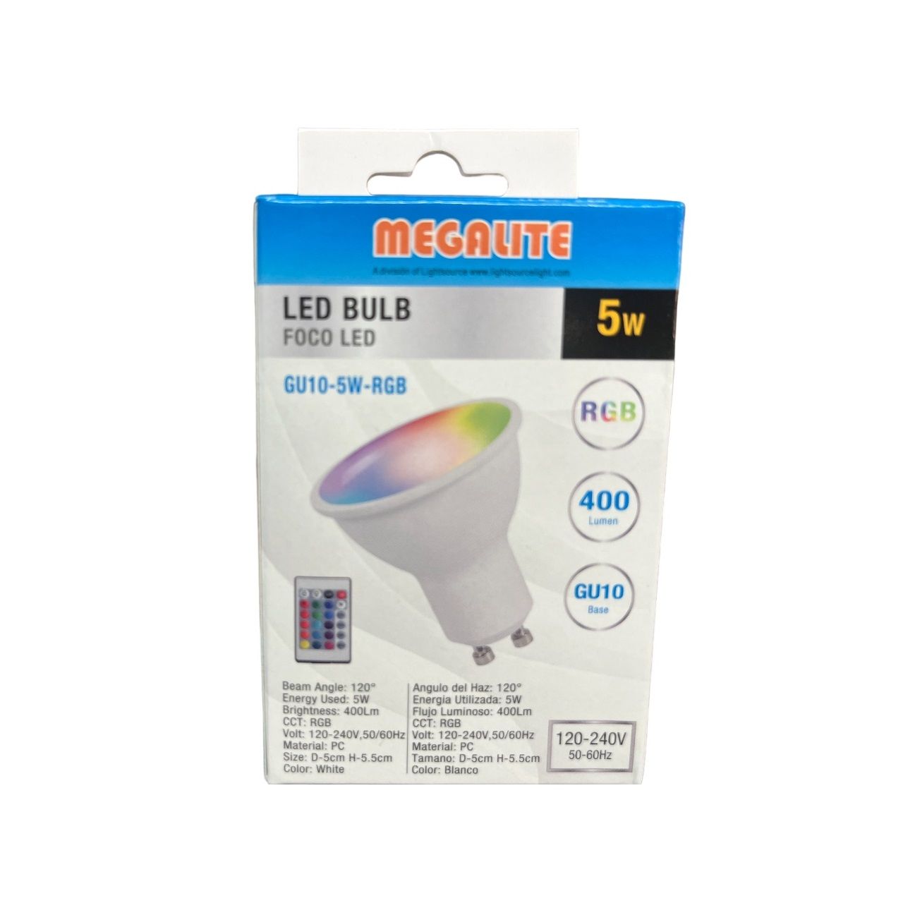 Megalite LED Bulb GU10 5W (GU10-5W-RGB)
