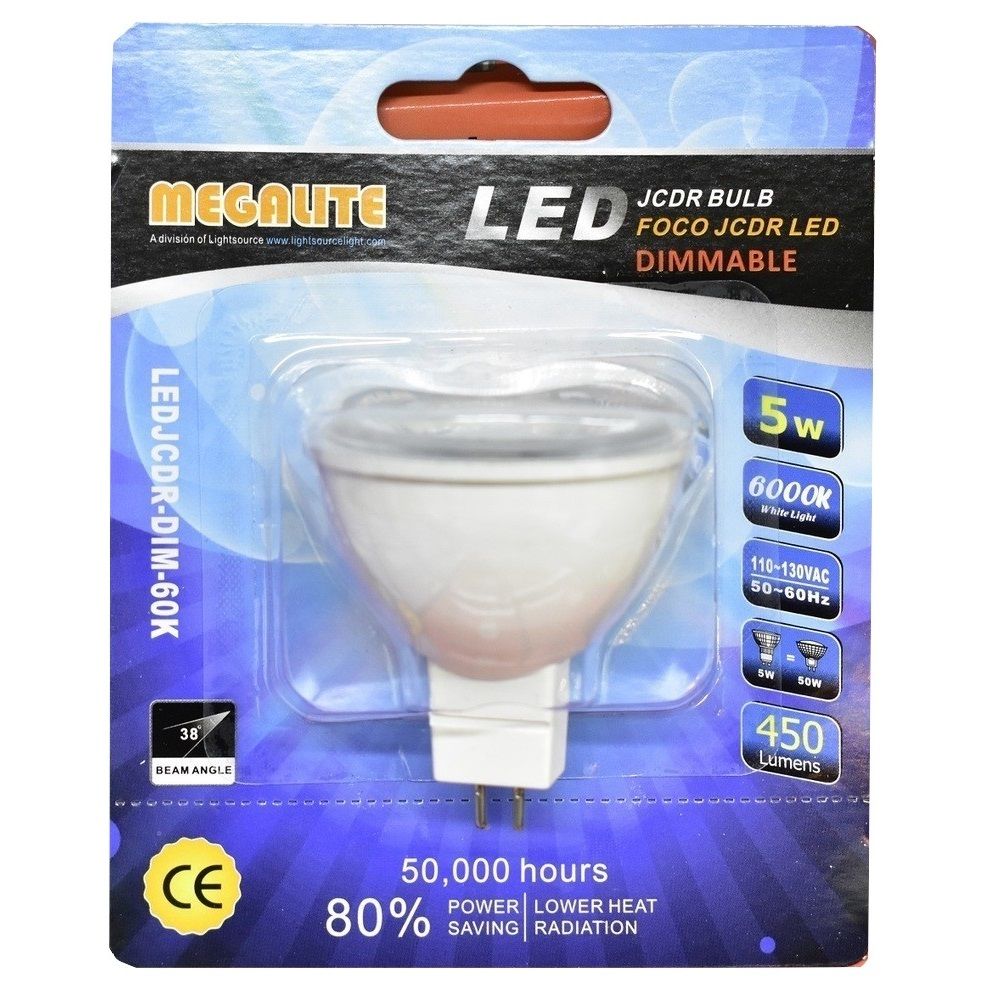 Megalite LED Bulb Dimmable 5W 6000k (LEDJCDR-DIM-60K)