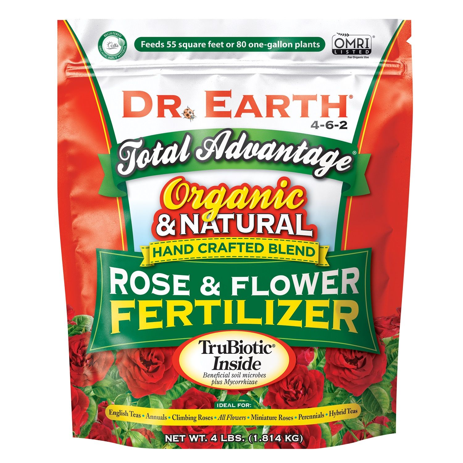 Dr. Earth 5-7-2 Fertilizer For Roses Flowers 4lb