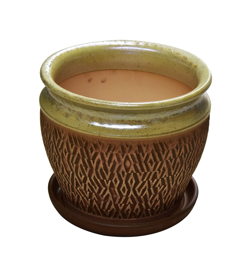 Planter/Saucer Ceramic Gold 11in (7349103)