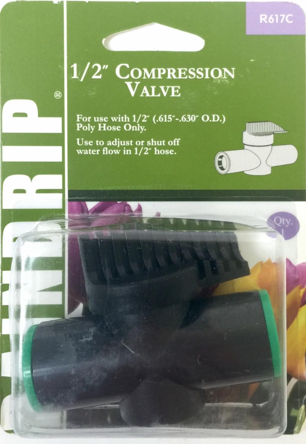 Raindrip Compression Valve with Green Rings 1/2in