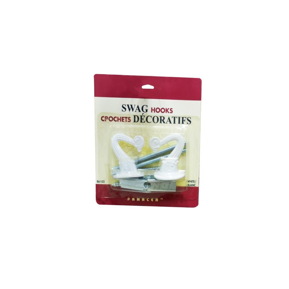 Panacea Steel White Swag Hook 1.25in W x 1.5in H x 1.2in D 2pk