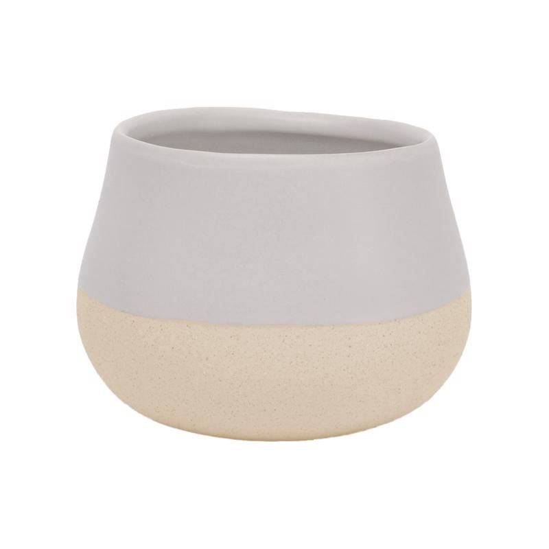 Classic Home and Garden Ceramic Planter 6in. Silver and Sand