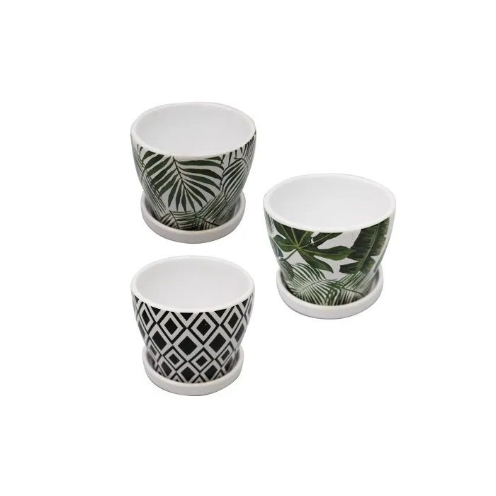 Planter Assorted Leafy / Diamond Pattern 12 x 12 x 10 cm (767-04148)