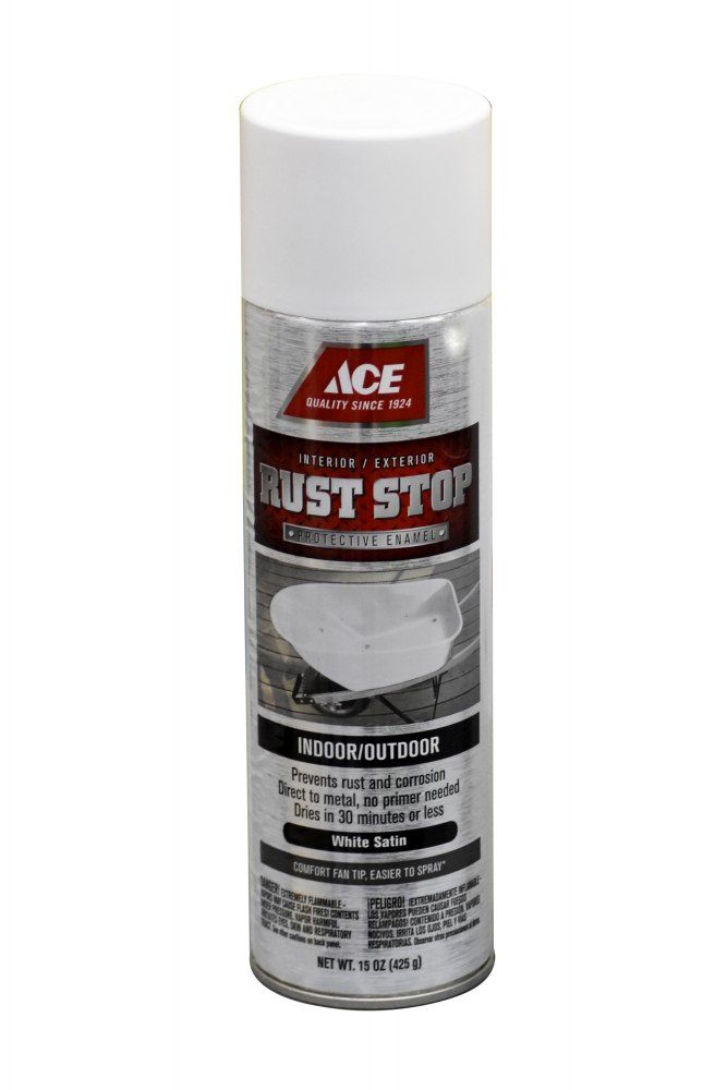 Ace Rust Stop White Satin Spray Paint 15oz