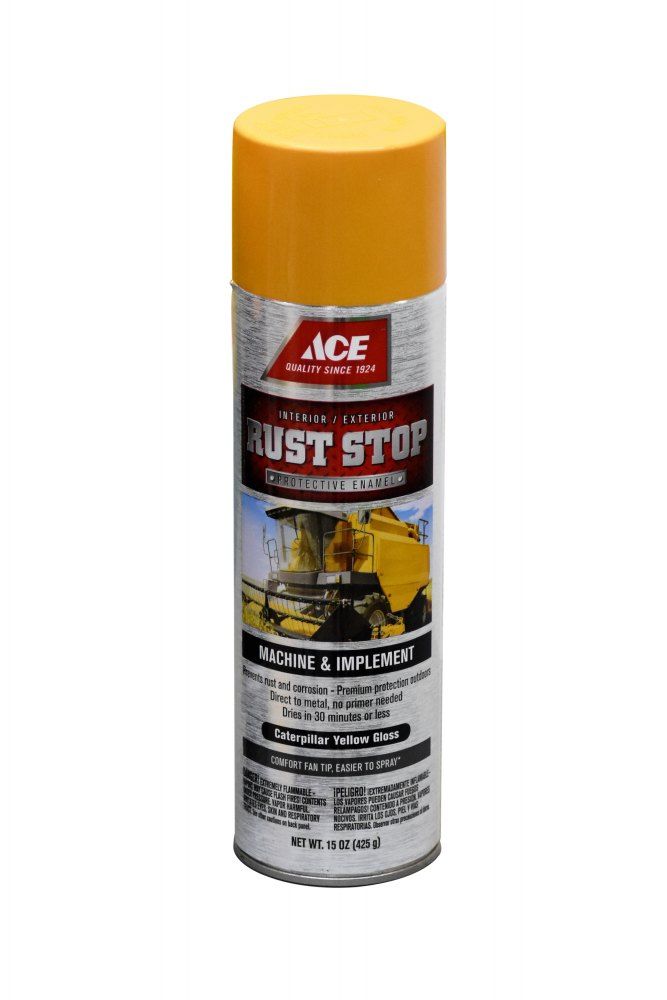 Ace Rust Stop Caterpillar Yellow Gloss Machine and Implement Spray Paint 15oz