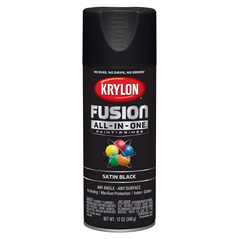 Krylon Black Satin Fusion Spray Paint 12oz