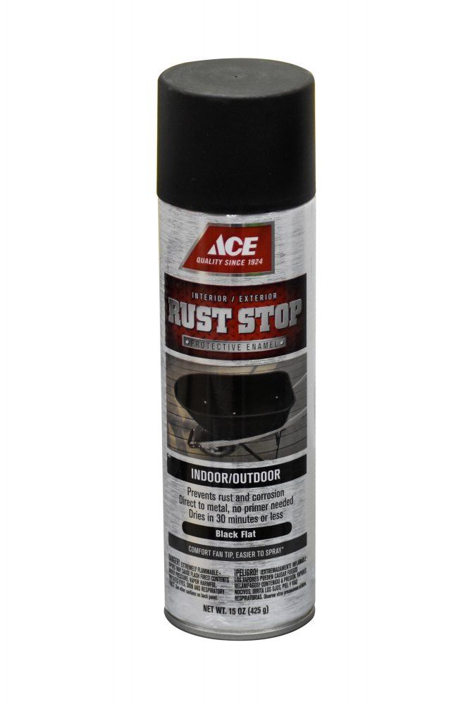 Ace Rust Stop Flat BlackSpray Paint 15oz