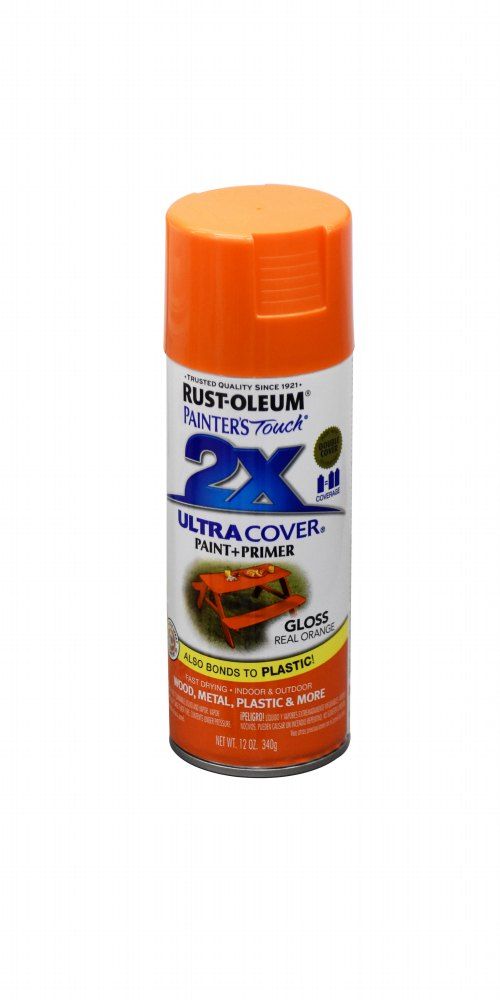 Rust-Oleum 2x Ultra Cover Red Orange Gloss Paint+Primer Spray Paint 12oz