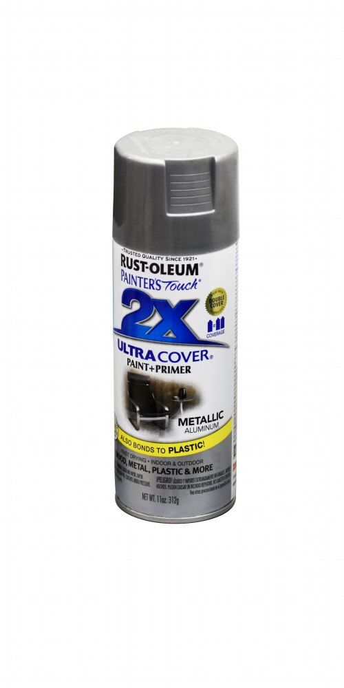 Rust-Oleum 2x Ultra Cover Metallic Aluminium Paint+Primer Spray Paint 12oz