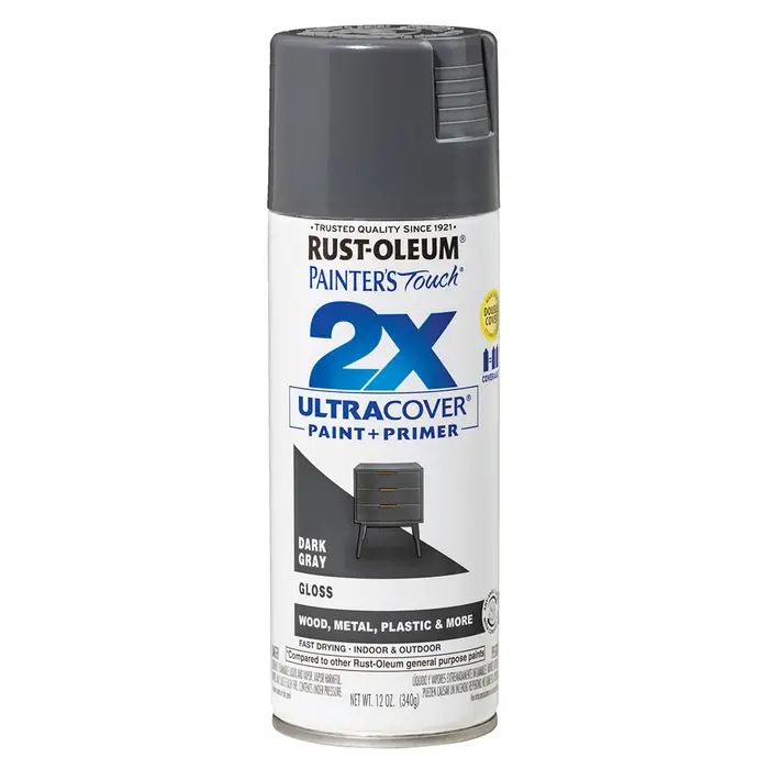 Rust-Oleum 2x Ultra Cover Dark Gray Gloss Paint+Primer Spray Paint 12oz