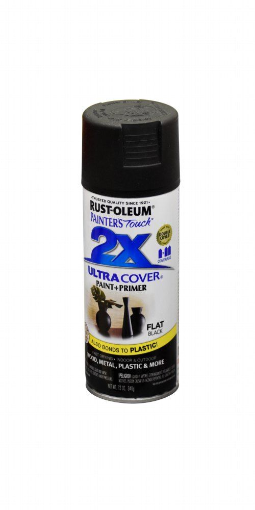 Rust-Oleum 2x Ultra Cover Flat Black Paint+Primer Spray Paint 12oz