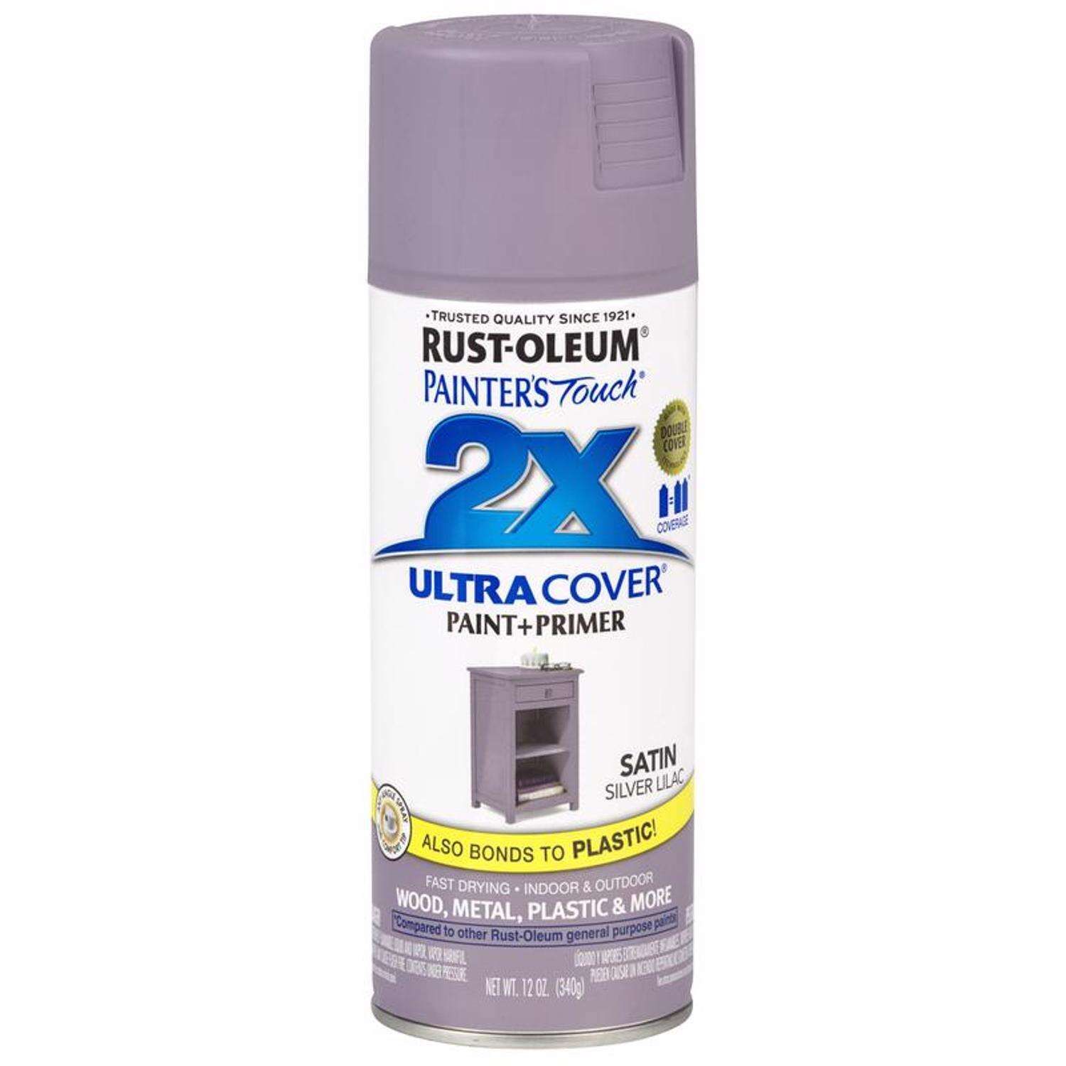 Rust-Oleum 2X Paint+Primer Spray Paint Satin Silver Lilac 12 oz
