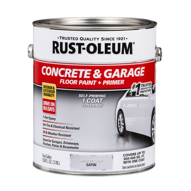 Rust-Oleum Concrete & Garage Floor Paint Satin Armor Gray Acrylic 1gal (1314996)