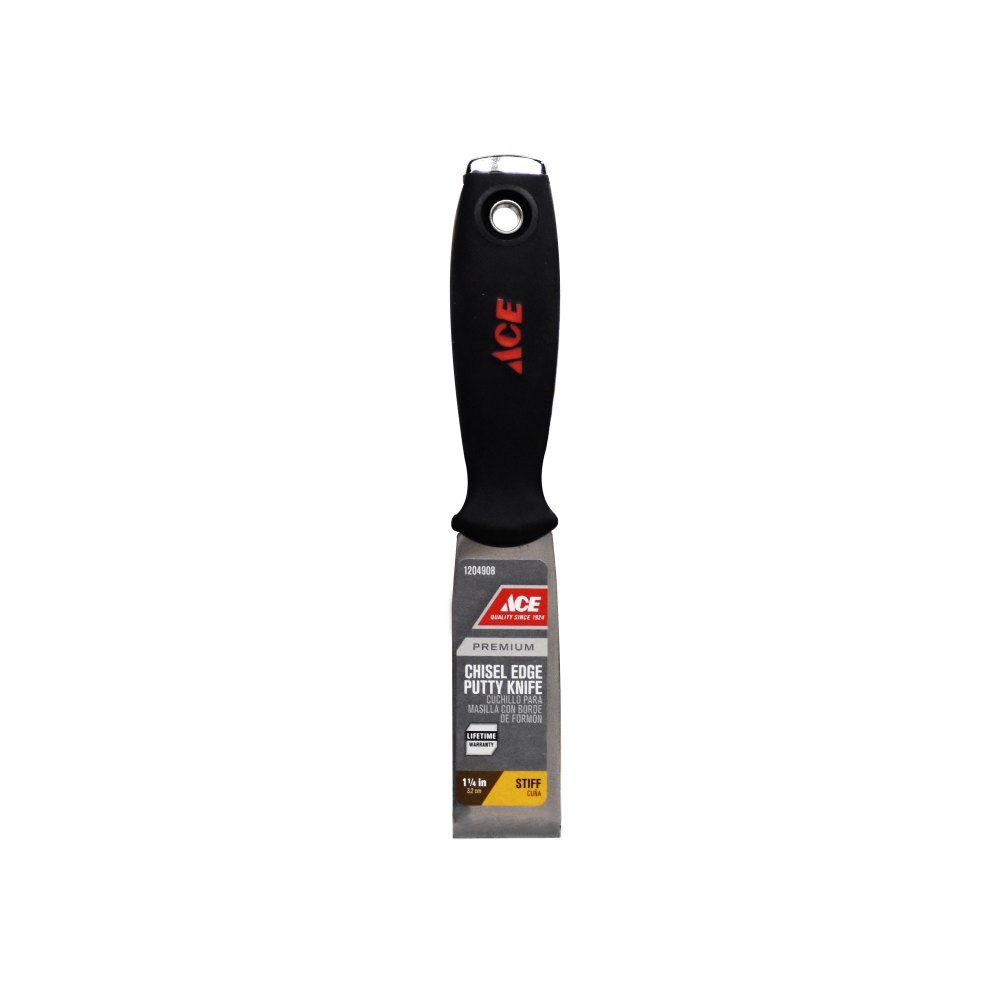 Ace Carbon Steel Chisel Edge Putty Knife Stiff 1-1/4in