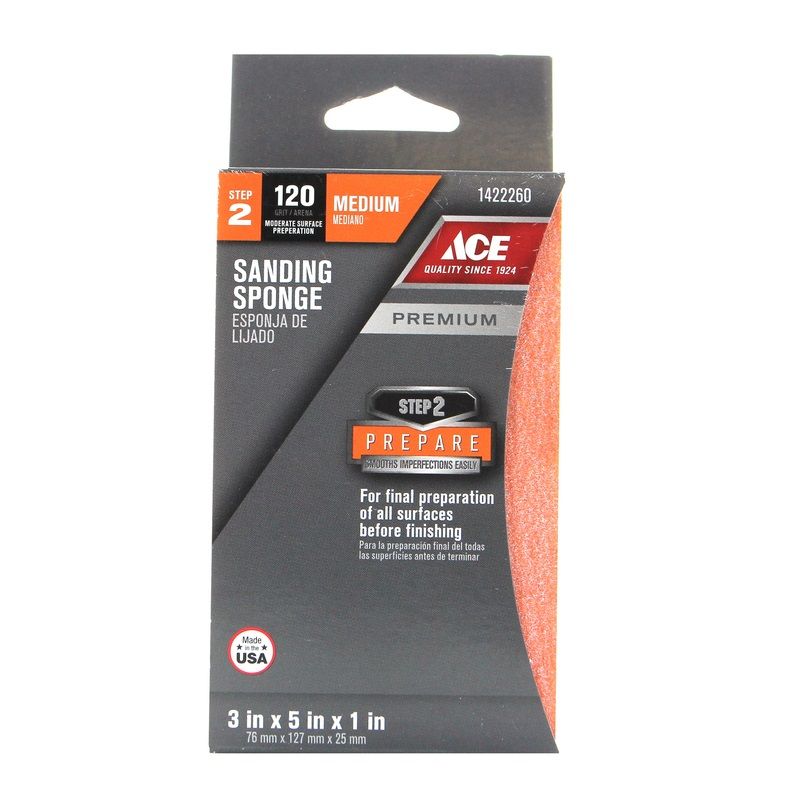 Ace 120Grit Fine Paper Premium Sanding Sponges