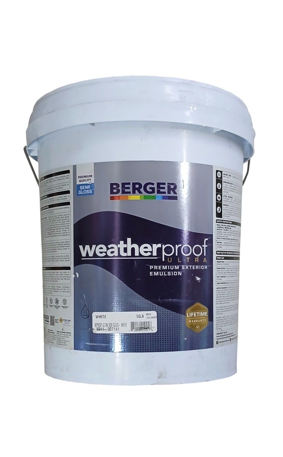 Berger WeatherProof Ultra Semi Gloss White 5gal