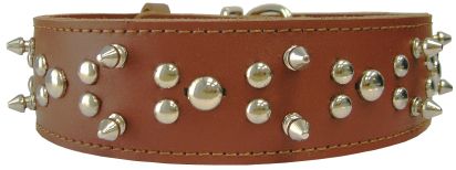 Collar Leather Spike and Studded 2 x 25in (62225)