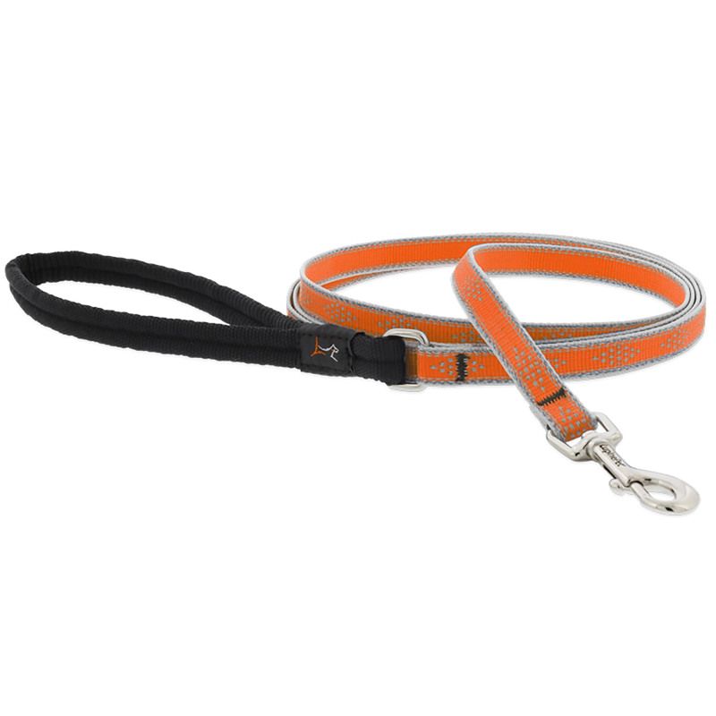 Lupine Pet Reflective Orange Diamond Nylon Dog Leash 6ft