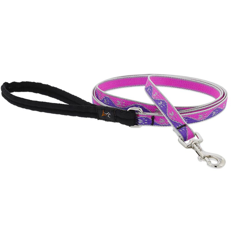 Lupine Pet Reflective Pink Paws Nylon Dog Leash 6ft