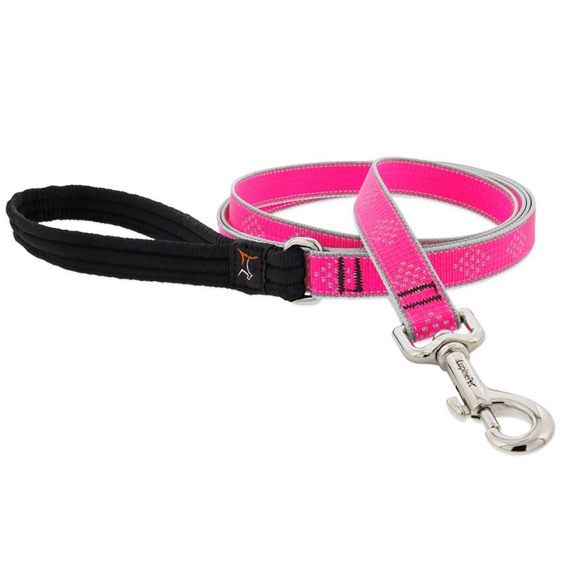 Lupine Pet Reflective Pink Diamond Nylon Dog Leash 6ft