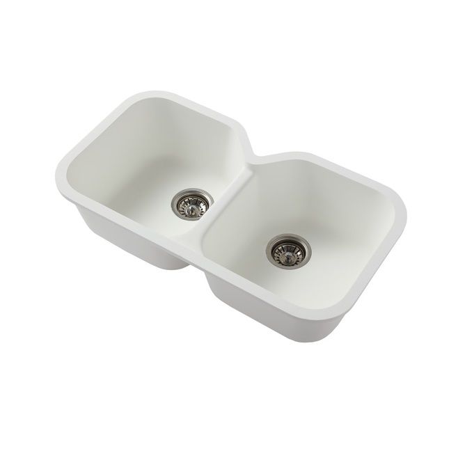Acrylic Double Sink White 30.4 x 16.4 x 7 in. (GX105)