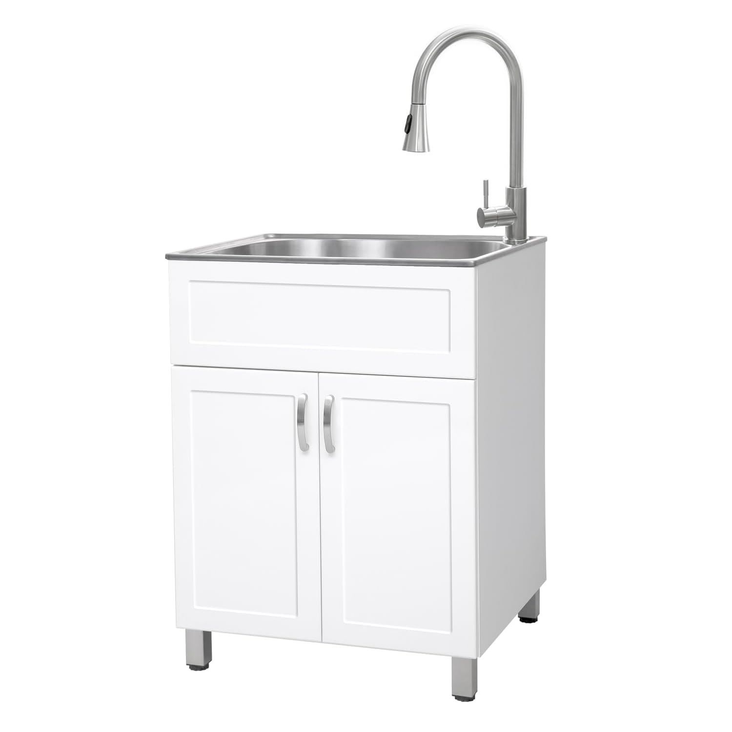 Steel Utility Sink Set White 24 x 22 x 34 in. (QL029K)