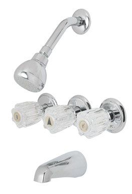 OakBrook Three Handle Tub And Shower Faucet in Chrome