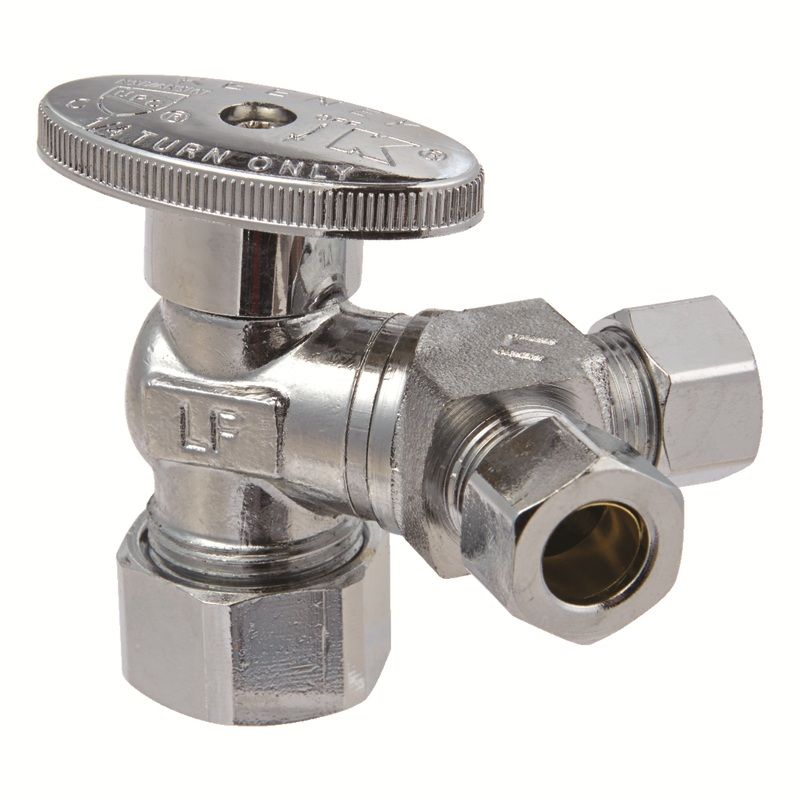 Dual Outlet Compression Angle Valve 1/4 turn 5/8 x 3/8 in.