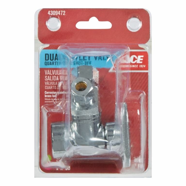 FIP Chrome Plated 3 Way Quarter Turn Shut-Off Valve 1/2in x 3/8in x 1/4in