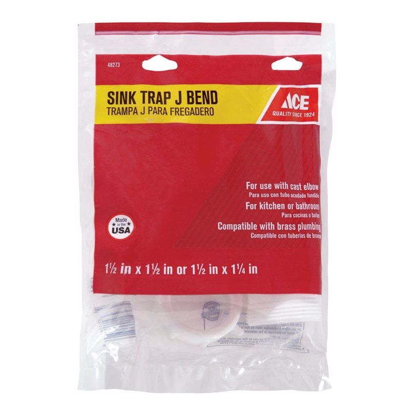 Plastic Sink Trap J-Bend 1-1/2in