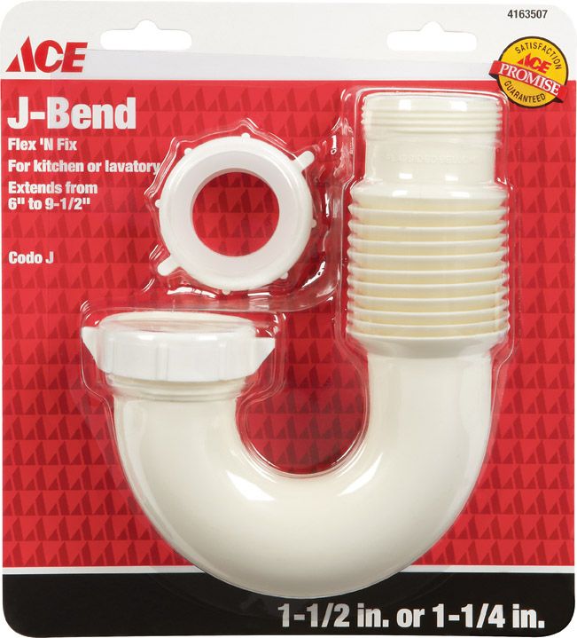 Drain J-Bend Flex Form N Fit 1-1/2in and 1-1/4in