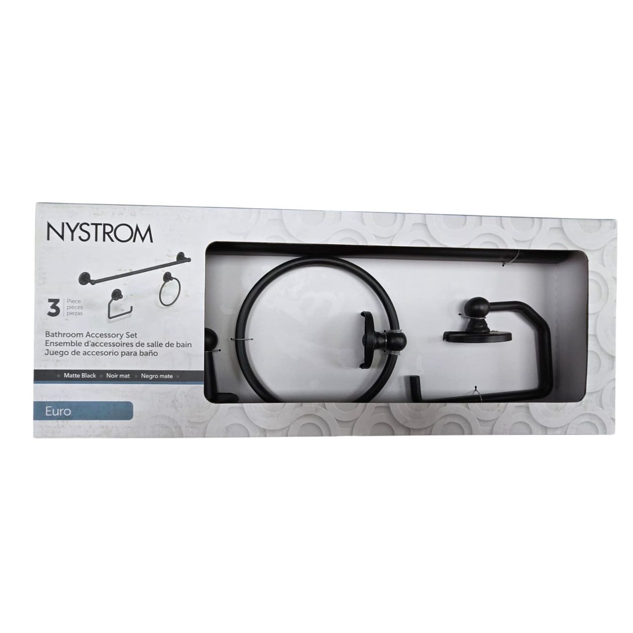 Nystrom Euro Bath Accceory Set Matte Black 3 pc (374900)