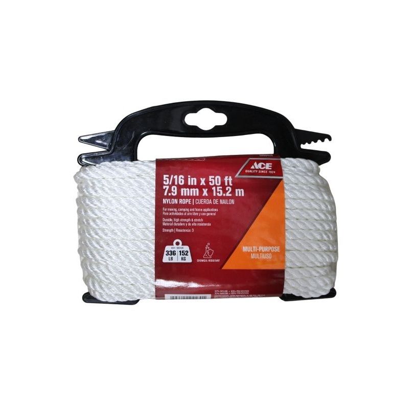 Nylon Rope Braided White 5/16 in. x 50ft (5999428)