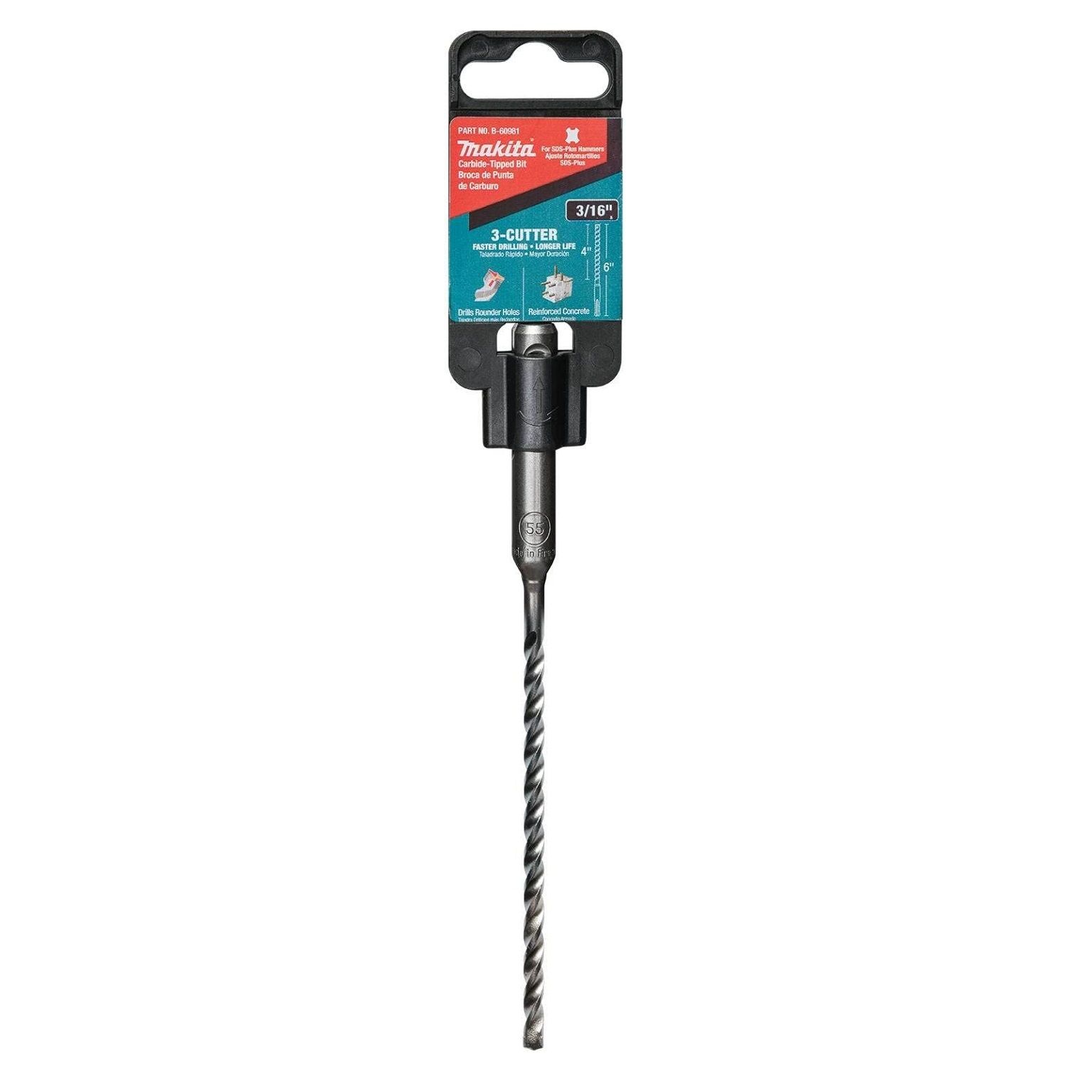 Makita SDS-PLUS Bit 3/16 x 6 in. 3-Cutter (B-60981)