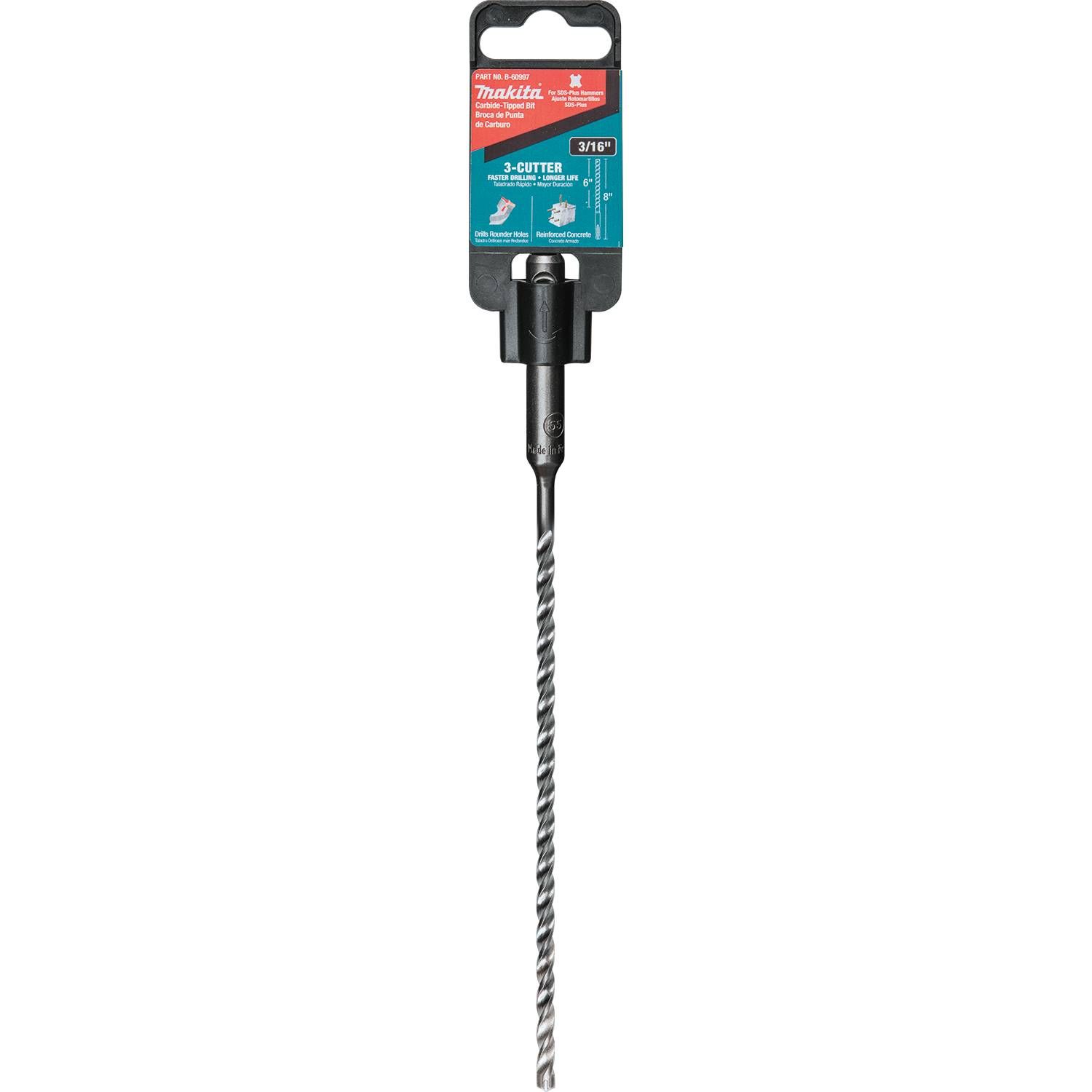 Makita SDS-PLUS Bit 3/16 x 8 in. 3-Cutter (B-60997)