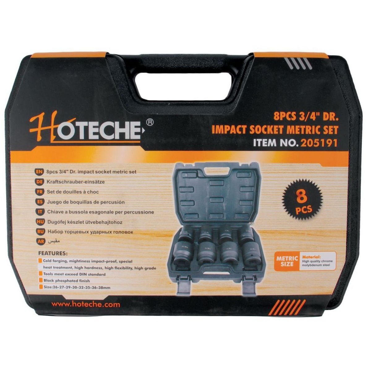 Hoteche Impact Socket Set Metric 3/4 in. Drive 8pcs (205191)