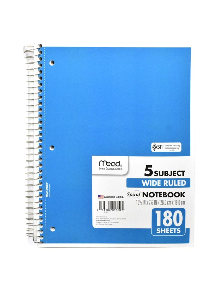 Notebook 5 Subject 180 Sheet (05680)