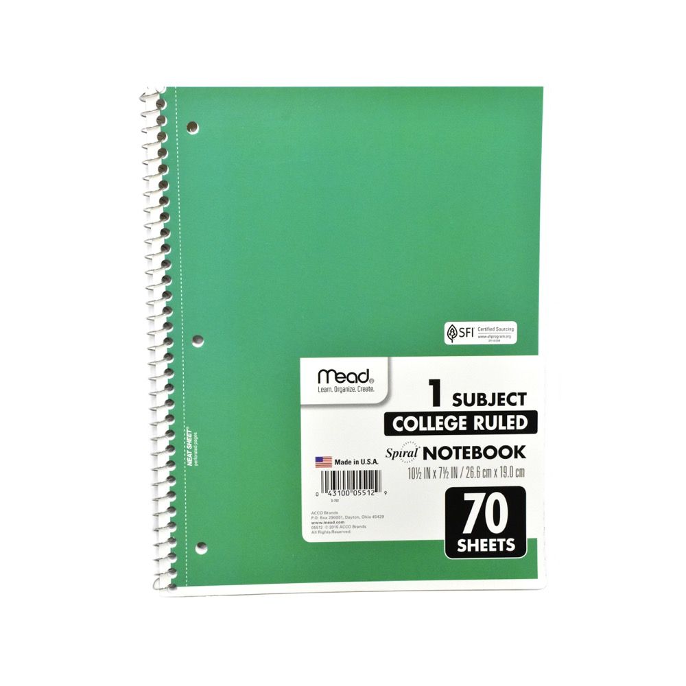 Notebook 1 Subject 70 Sheet (05512)